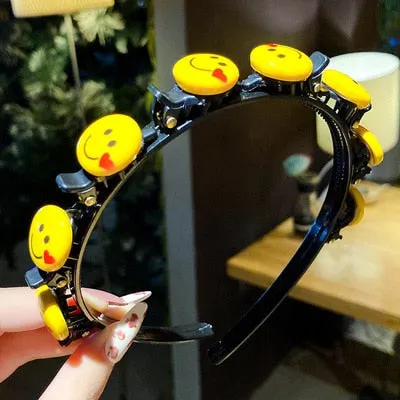 Double Bangs Clip Pearl Headbands Flower Hairbands