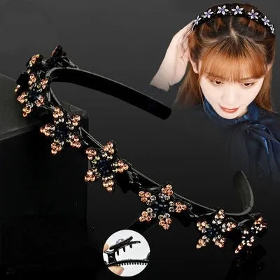 Double Bangs Clip Pearl Headbands Flower Hairbands