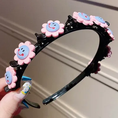 Double Bangs Clip Pearl Headbands Flower Hairbands