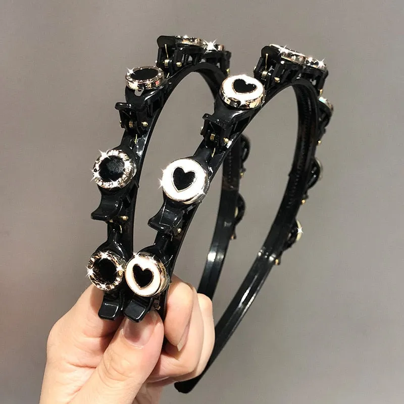 Double Bangs Clip Pearl Headbands Flower Hairbands
