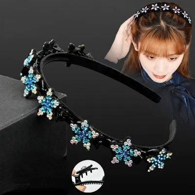 Double Bangs Clip Pearl Headbands Flower Hairbands