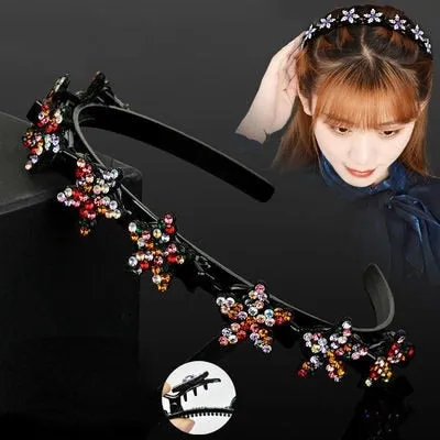 Double Bangs Clip Pearl Headbands Flower Hairbands