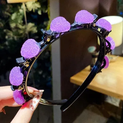 Double Bangs Clip Pearl Headbands Flower Hairbands