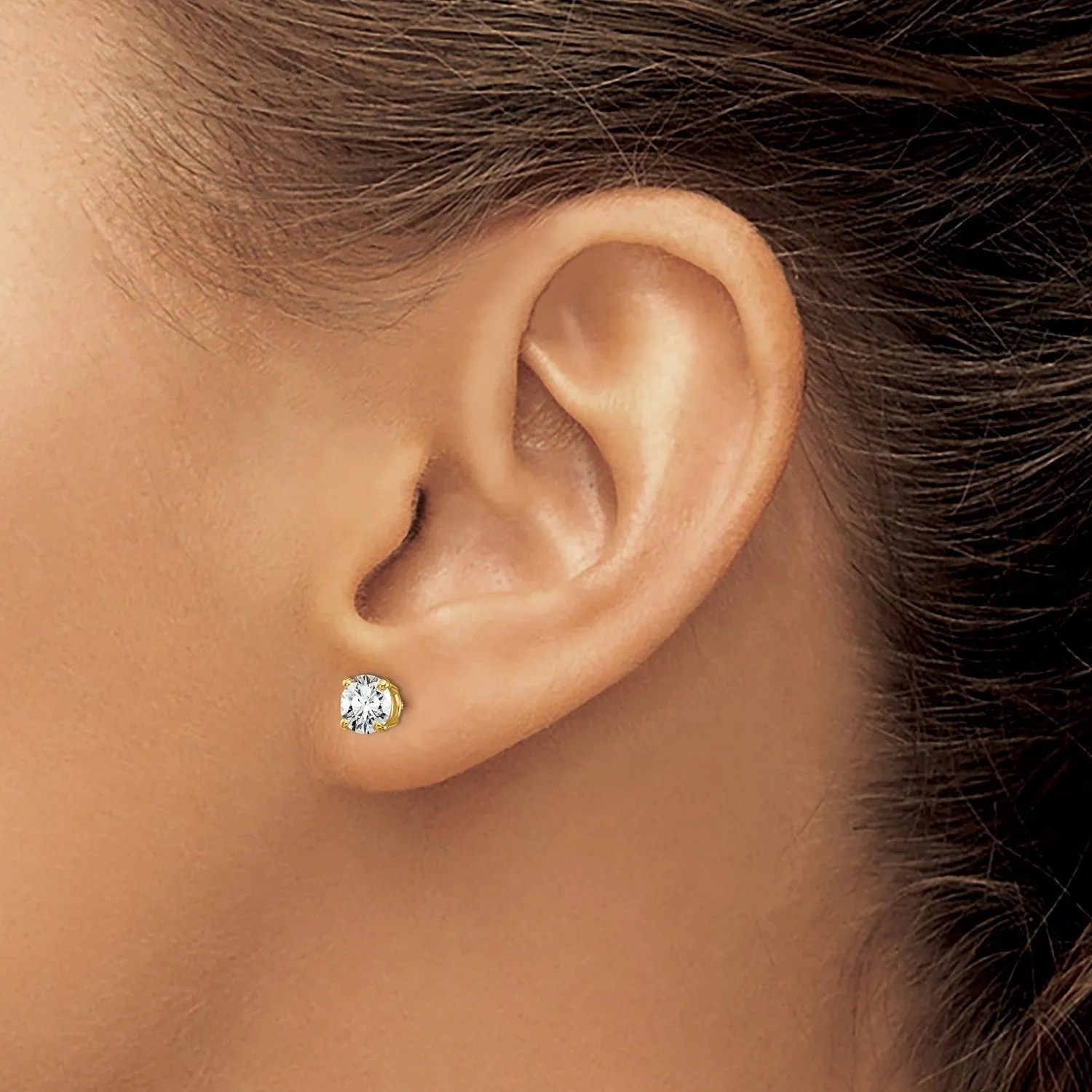 EcoLove 1 CTW Round GHI or IGI or GSI Certified Lab Grown Diamond Stud Screwback Earrings in 14KT Yellow Gold
