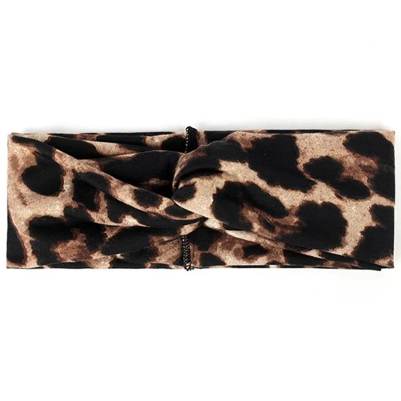 Elastic Leopard Print Twisted Turban Headbands