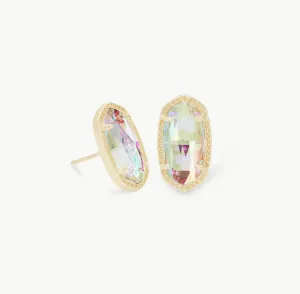 Ellie Gold Stud Earrings in Dichroic Glass