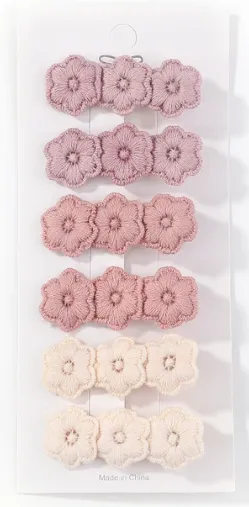 Embroidery Hair Clip Set - Pink Ombre: Clip