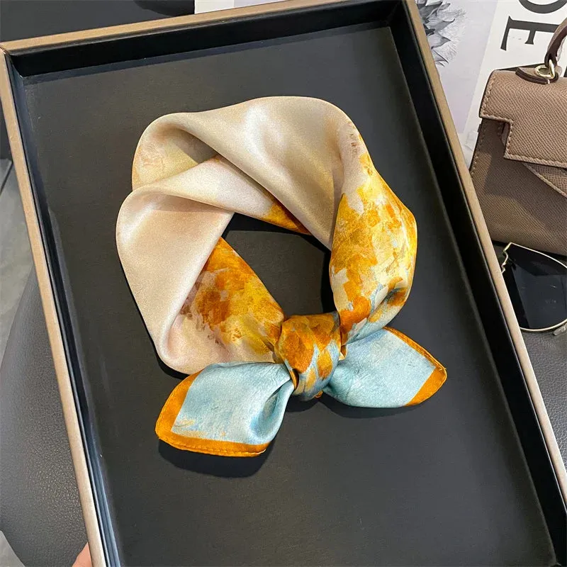 Fashion 100% Real Silk Scarf 53cm Small Neck Wrap Scarf