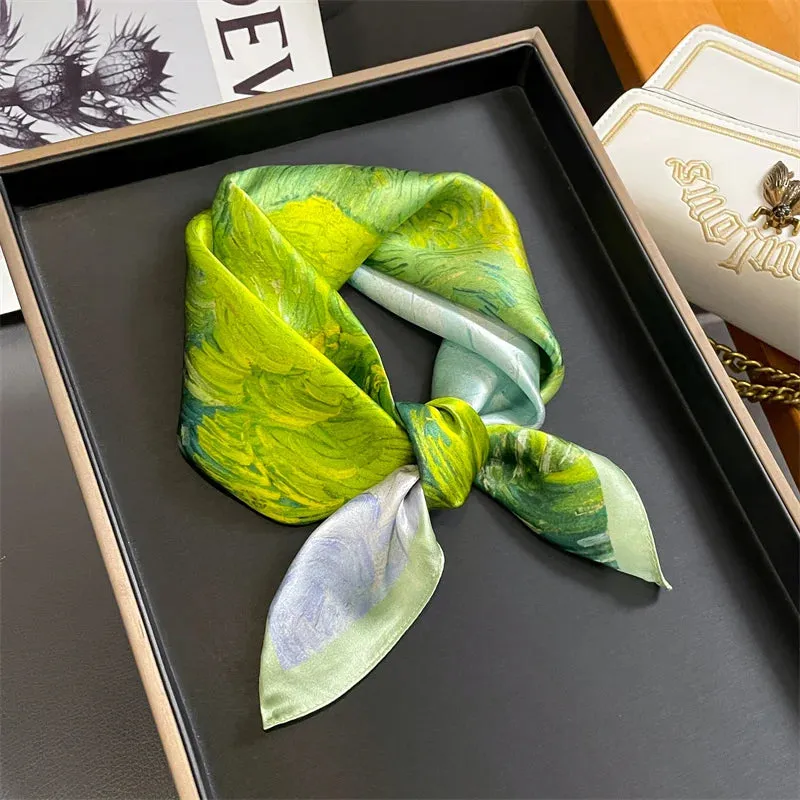 Fashion 100% Real Silk Scarf 53cm Small Neck Wrap Scarf