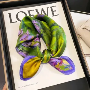 Fashion 100% Real Silk Scarf 53cm Small Neck Wrap Scarf
