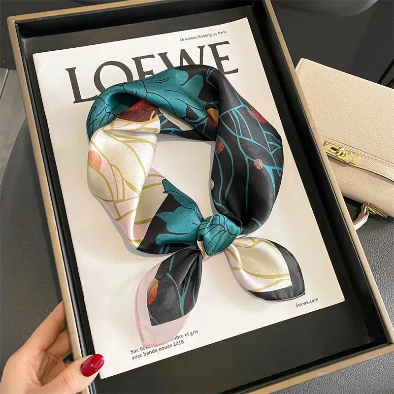 Fashion 100% Real Silk Scarf 53cm Small Neck Wrap Scarf