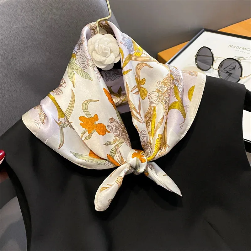 Fashion 100% Real Silk Scarf 53cm Small Neck Wrap Scarf