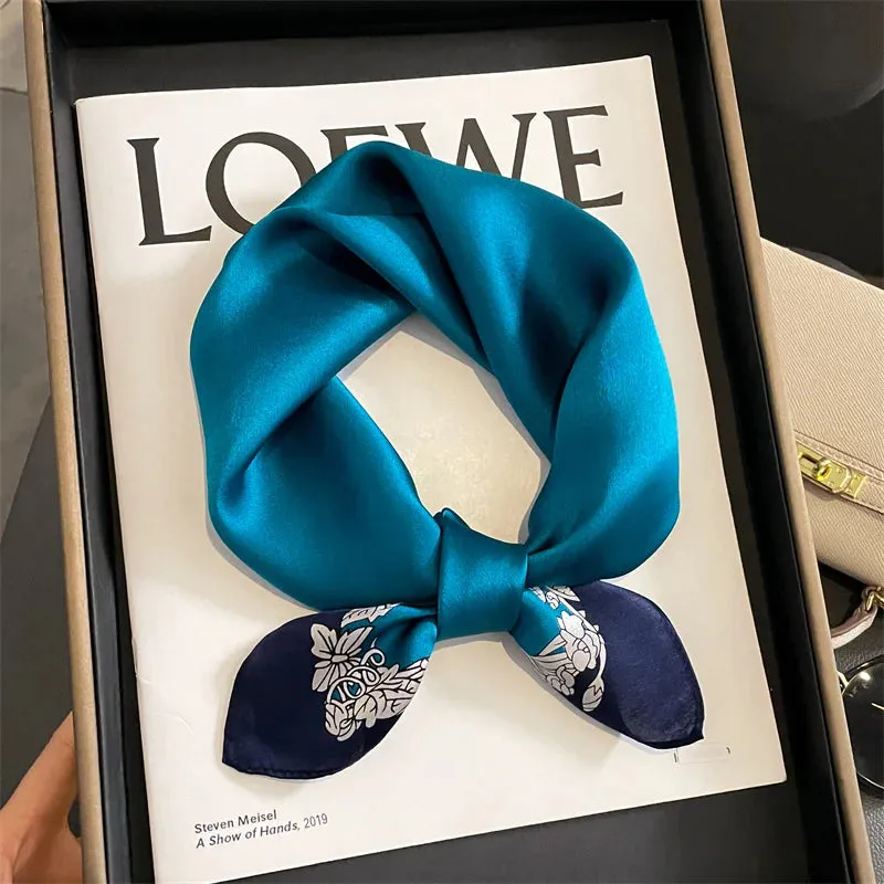 Fashion 100% Real Silk Scarf 53cm Small Neck Wrap Scarf