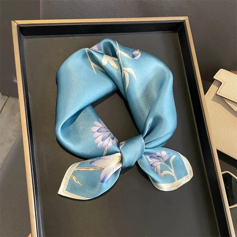 Fashion 100% Real Silk Scarf 53cm Small Neck Wrap Scarf