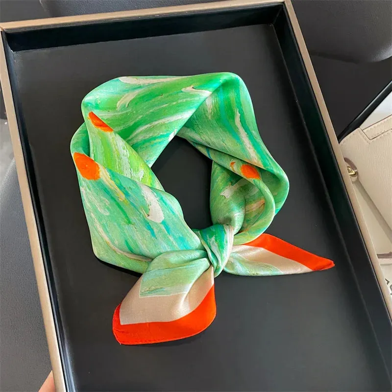 Fashion 100% Real Silk Scarf 53cm Small Neck Wrap Scarf