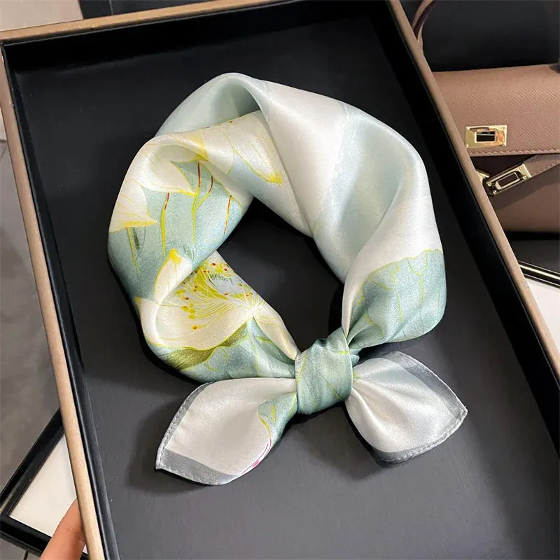 Fashion 100% Real Silk Scarf 53cm Small Neck Wrap Scarf