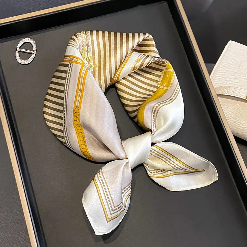 Fashion 100% Real Silk Scarf 53cm Small Neck Wrap Scarf