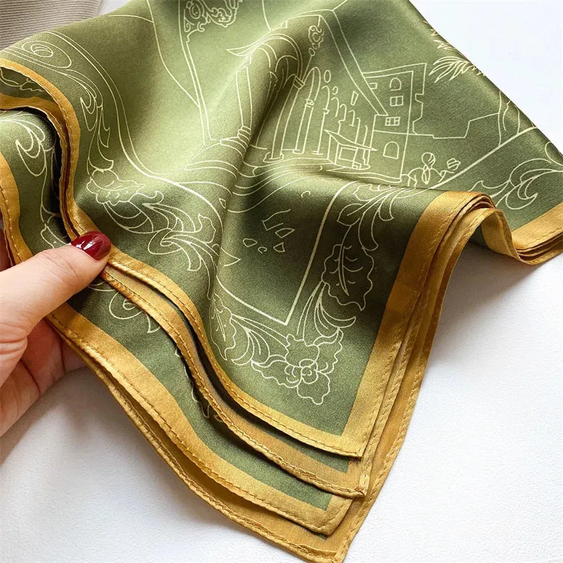 Fashion 100% Real Silk Scarf 53cm Small Neck Wrap Scarf