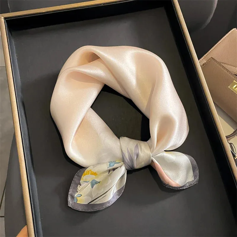 Fashion 100% Real Silk Scarf 53cm Small Neck Wrap Scarf