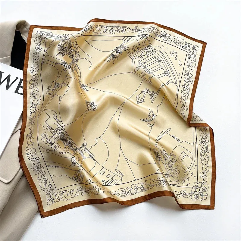 Fashion 100% Real Silk Scarf 53cm Small Neck Wrap Scarf
