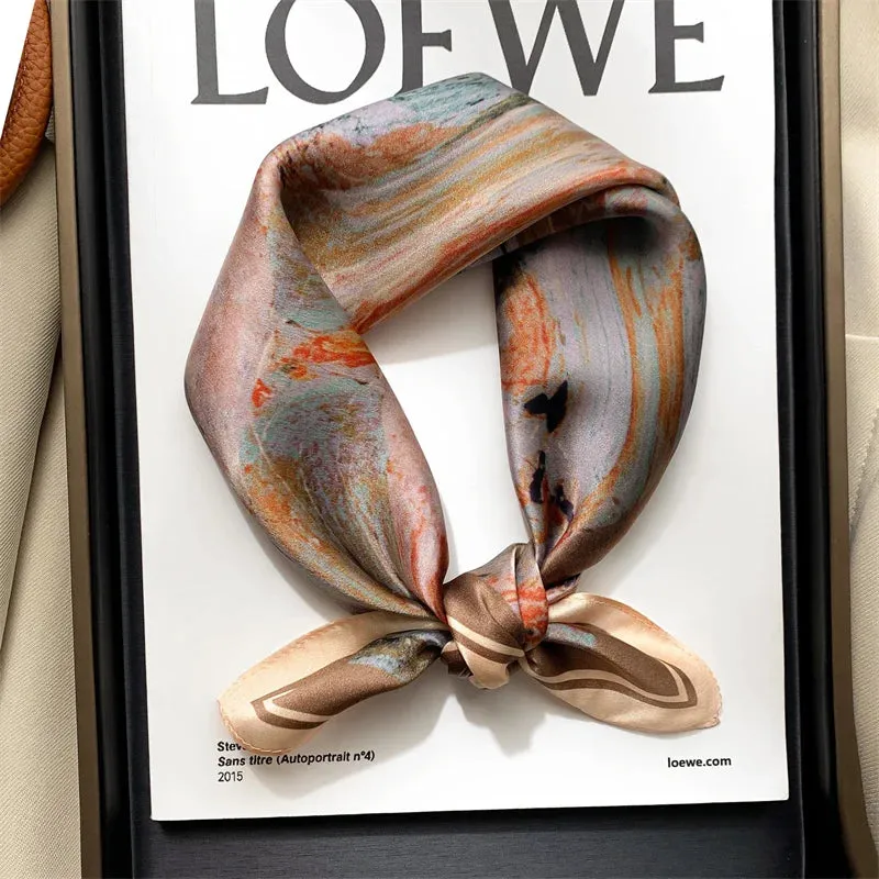 Fashion 100% Real Silk Scarf 53cm Small Neck Wrap Scarf