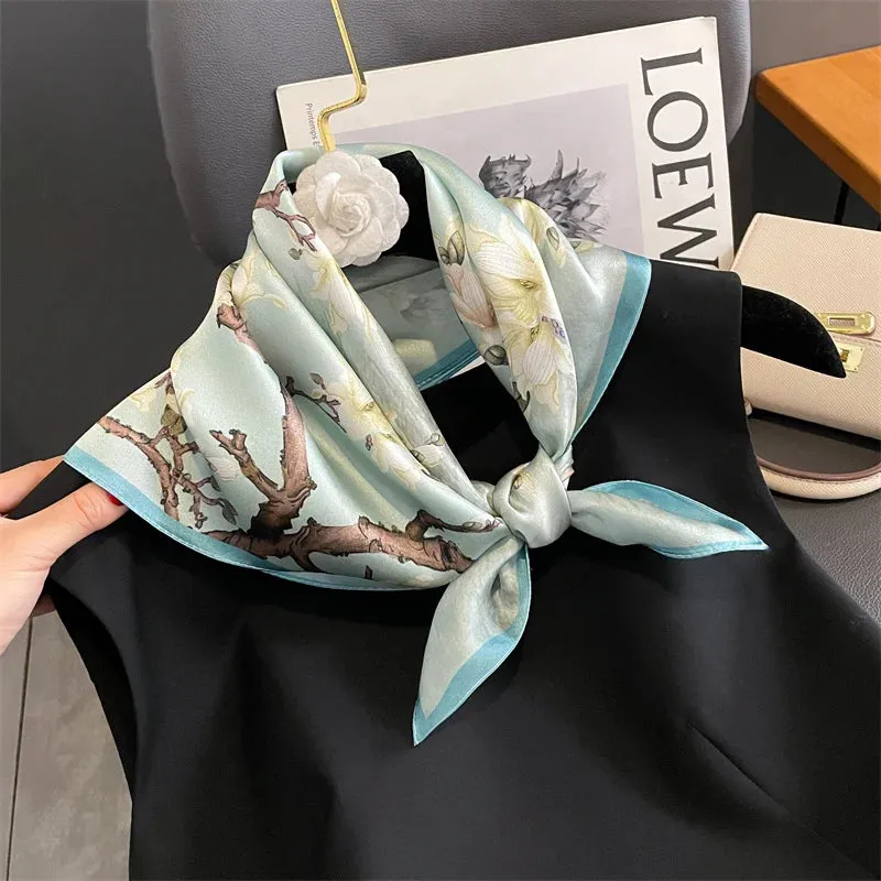 Fashion 100% Real Silk Scarf 53cm Small Neck Wrap Scarf