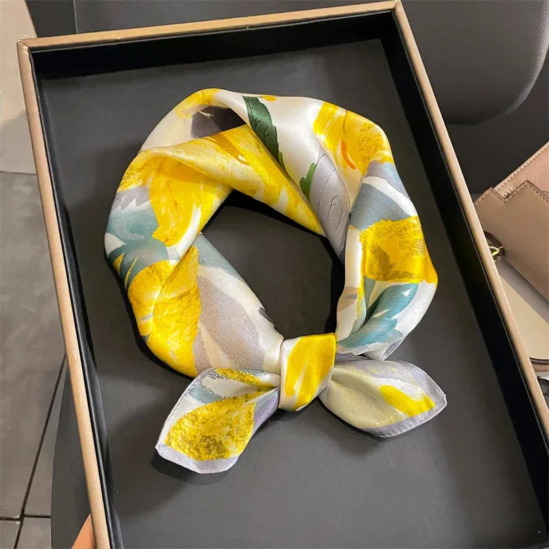 Fashion 100% Real Silk Scarf 53cm Small Neck Wrap Scarf