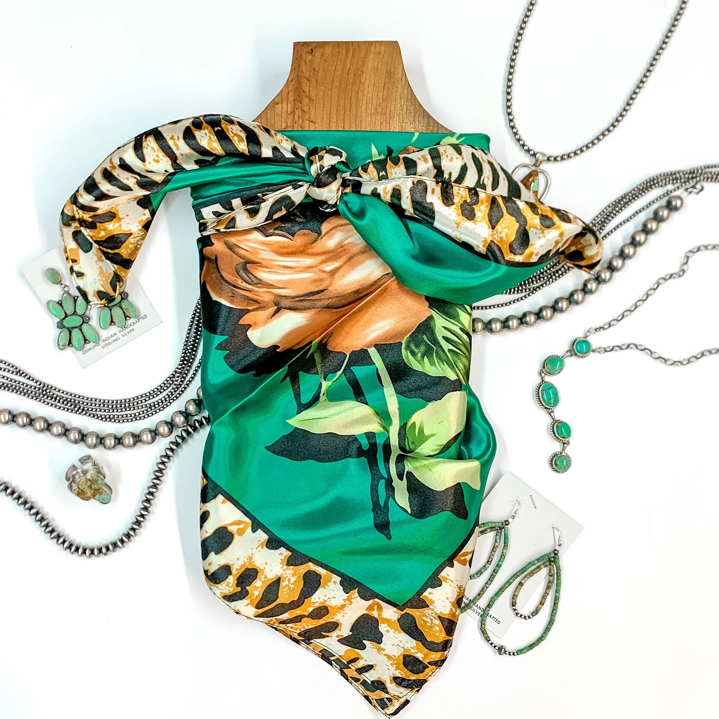 Fiesty Floral Wild Rag in Emerald