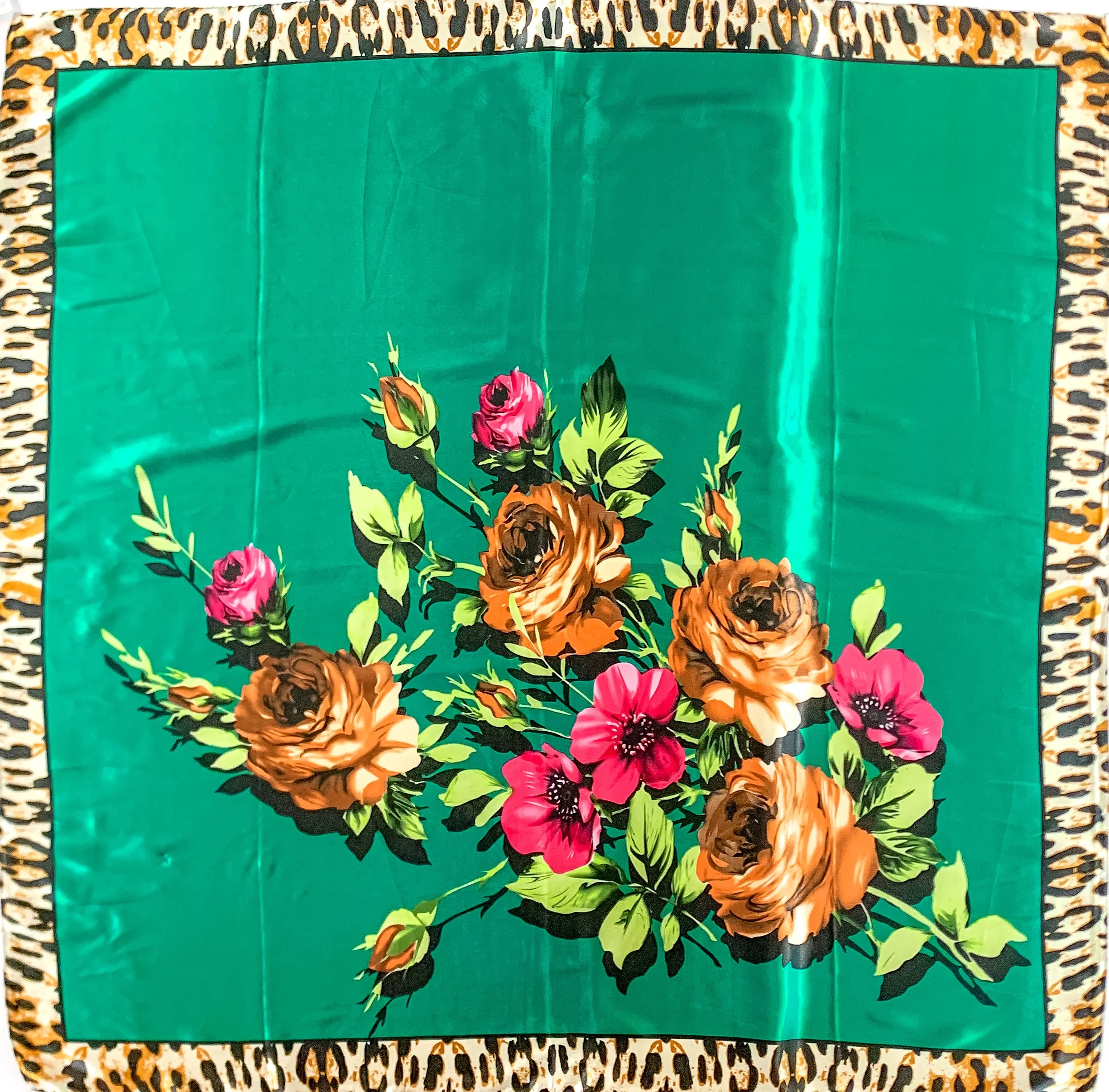 Fiesty Floral Wild Rag in Emerald