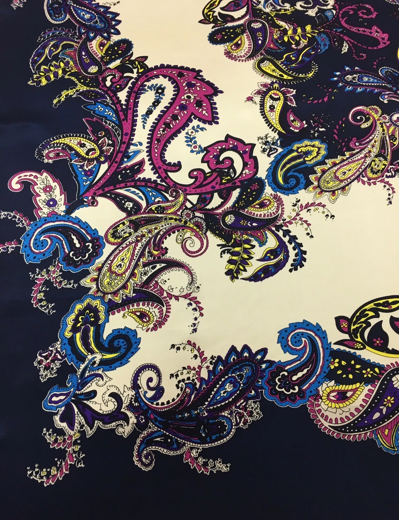 Frenzy Charmeuse Silk Wild Rag Ivory and Navy