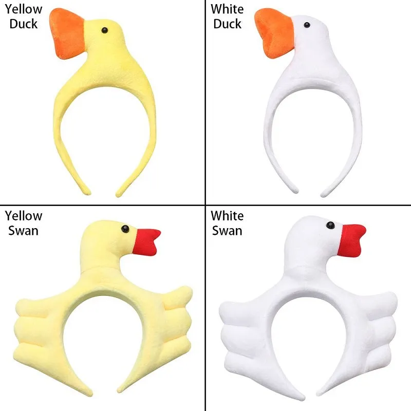 Funny Duck Headband White Yellow Cute Animal Face Wash Hairbands