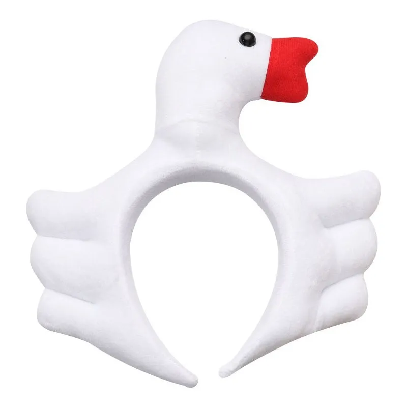 Funny Duck Headband White Yellow Cute Animal Face Wash Hairbands