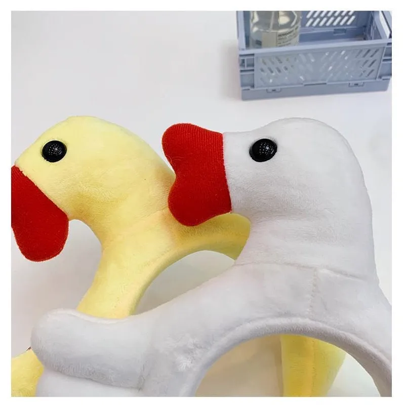Funny Duck Headband White Yellow Cute Animal Face Wash Hairbands