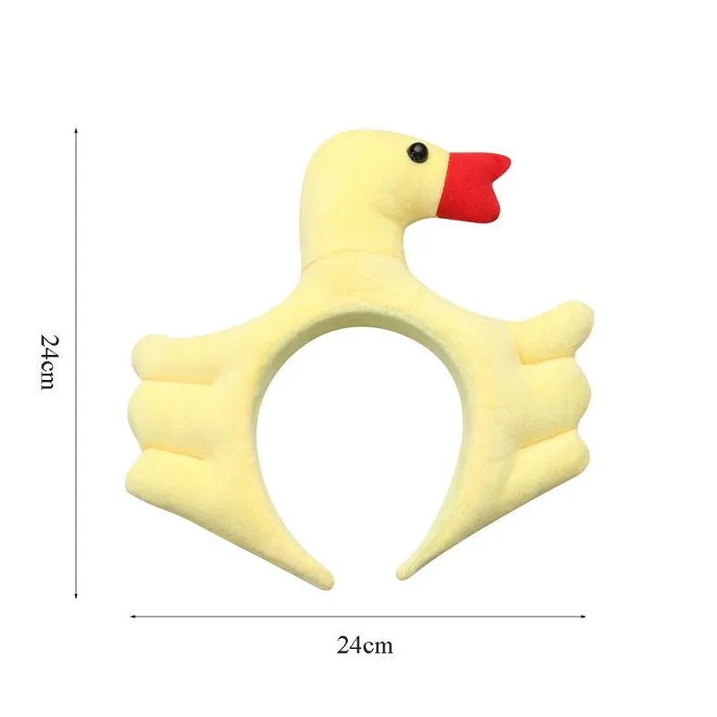 Funny Duck Headband White Yellow Cute Animal Face Wash Hairbands
