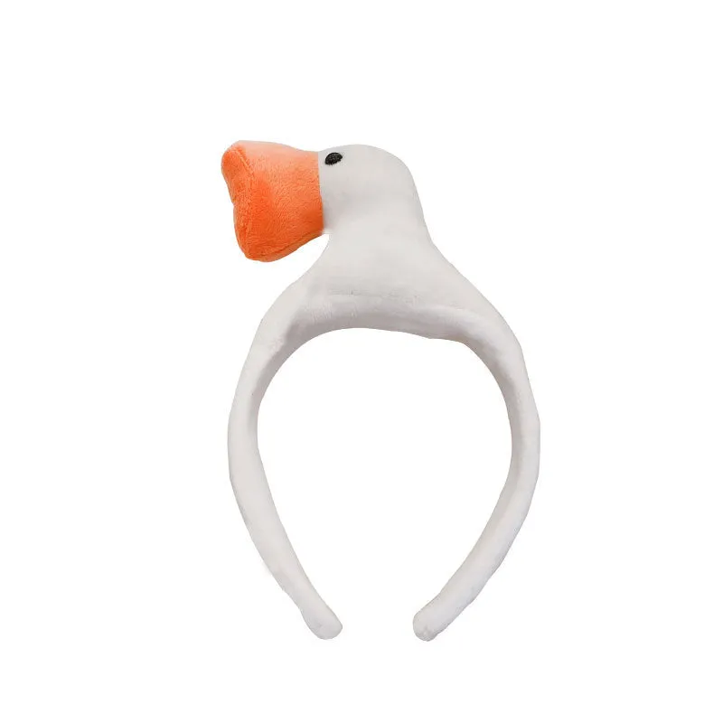 Funny Duck Headband White Yellow Cute Animal Face Wash Hairbands