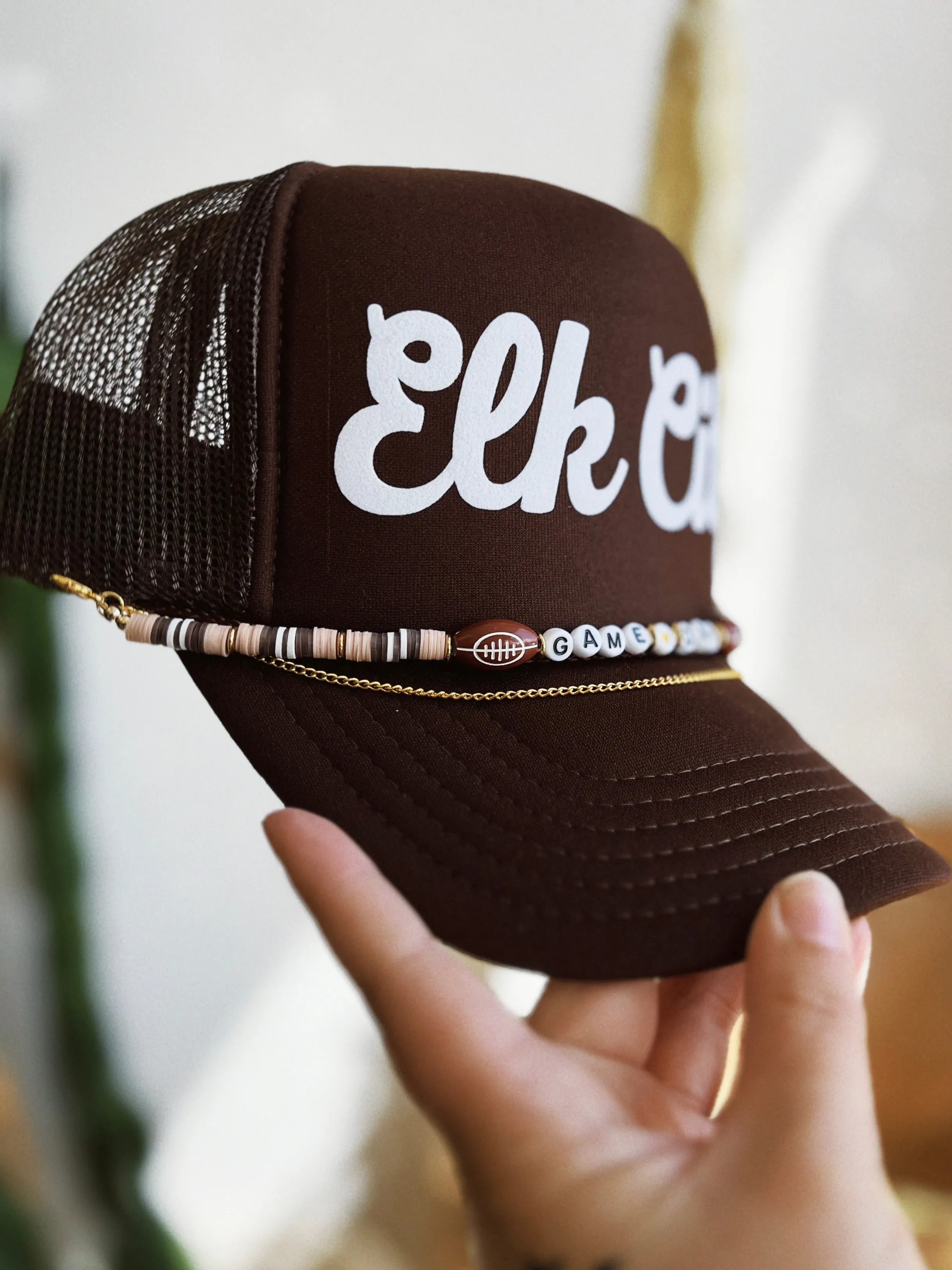 Game Day Beaded Band // Brown & White