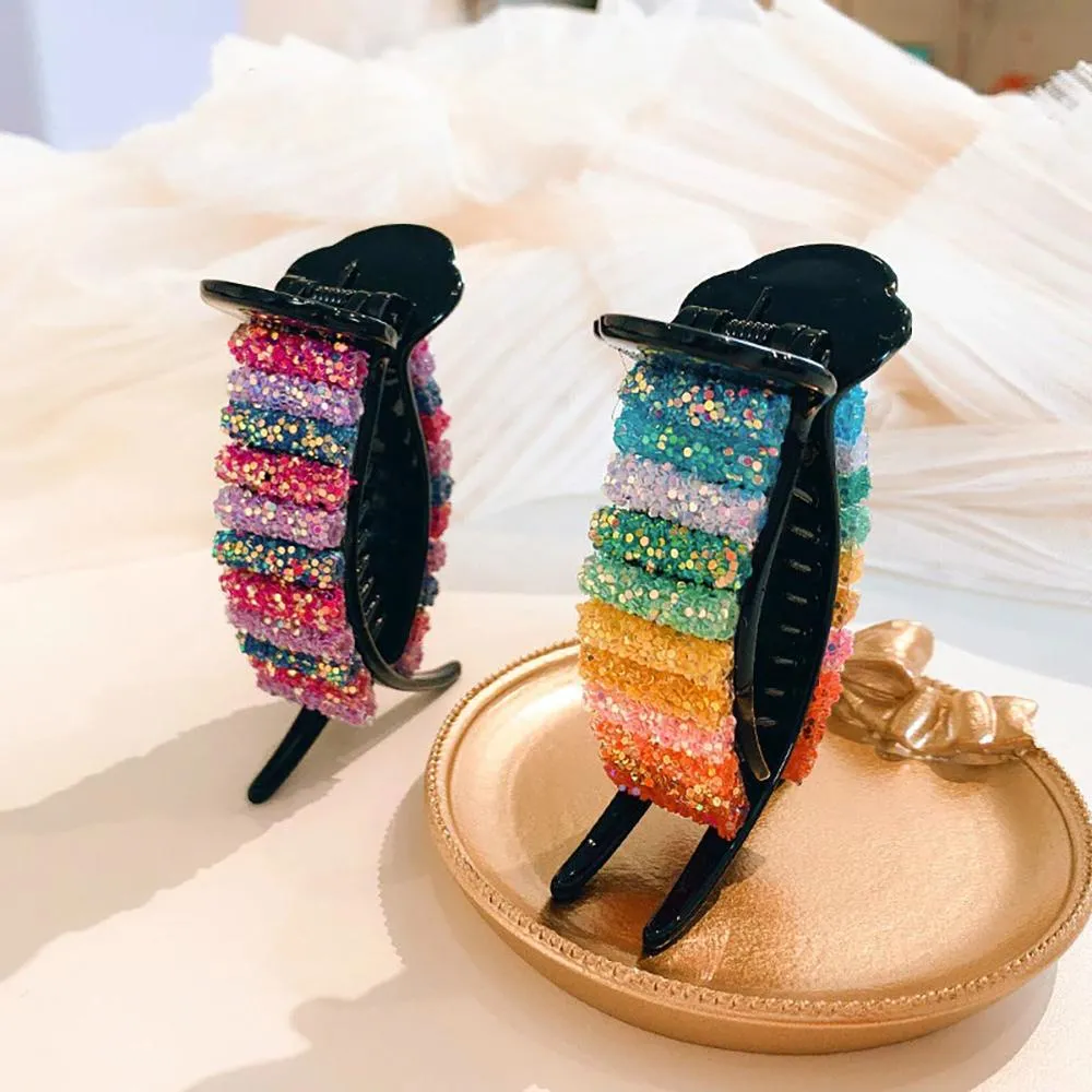 Glittery Rainbow Hair Clips