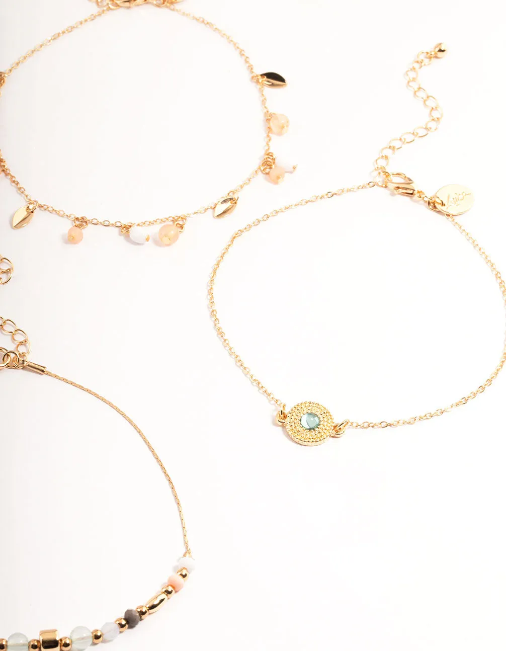 Gold Five Layer Multi Bead Anklet