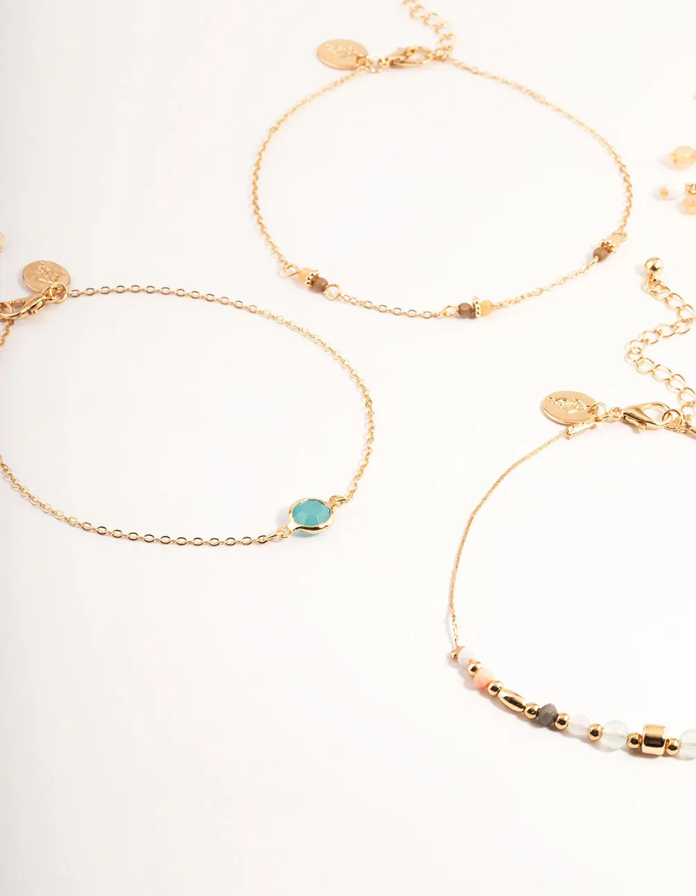Gold Five Layer Multi Bead Anklet