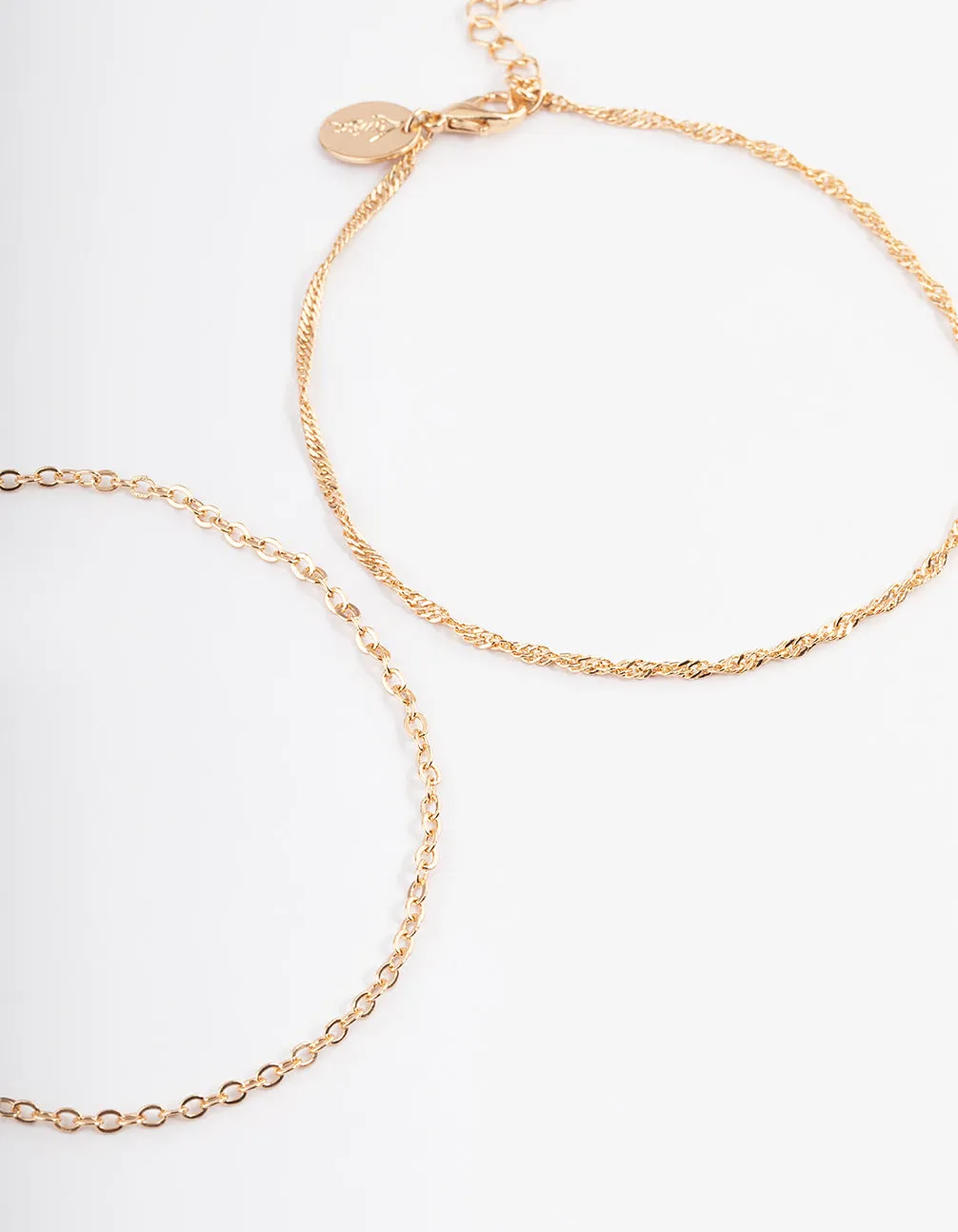 Gold Leaf Tag Multi Anklet Pack