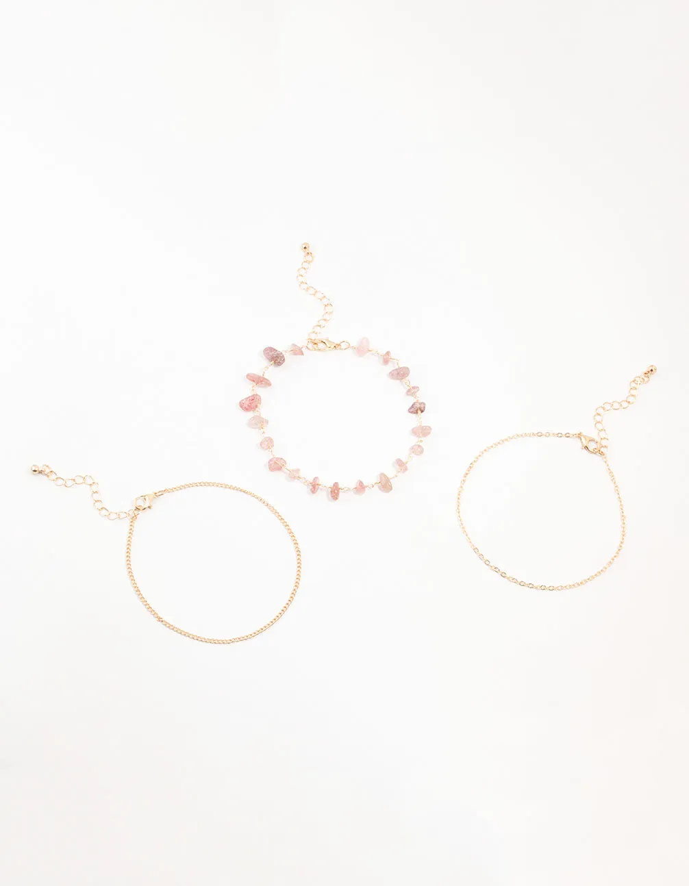 Gold Mixed Shards Anklets 3-Pack