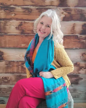 Haia warm winter scarf  - blue sky Madagascar