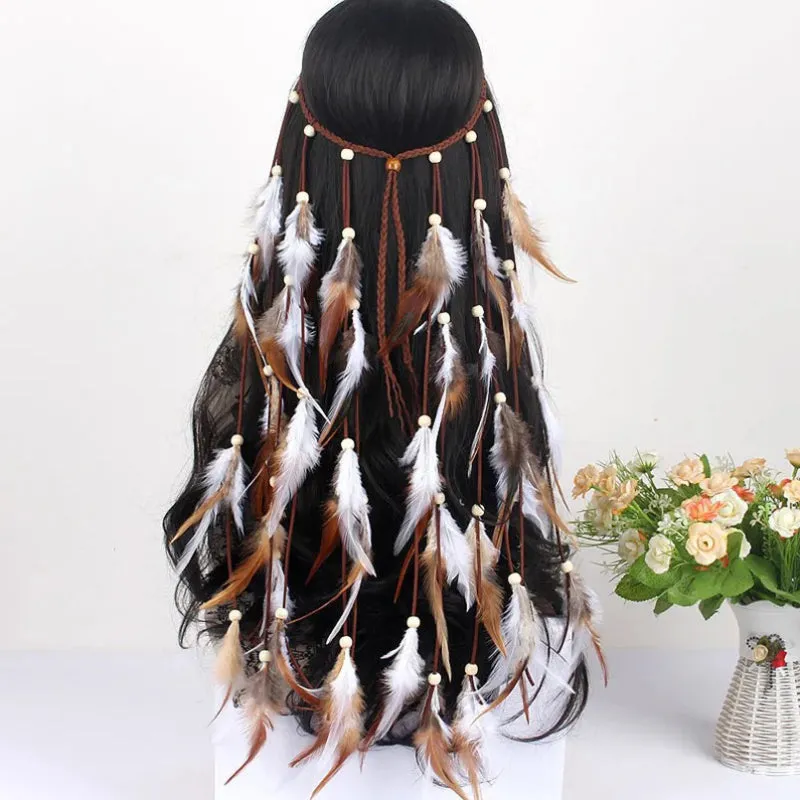 Handmade Gypsy Long Tassel Feather Bohemian Hairbands