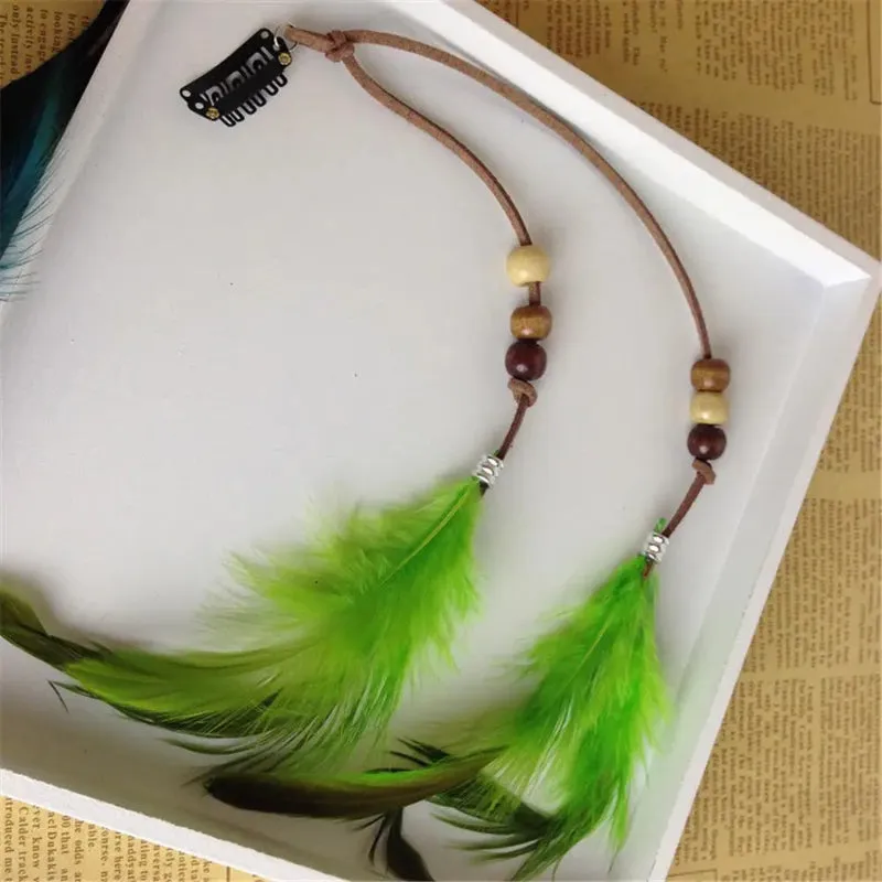 Handmade Gypsy Long Tassel Feather Bohemian Hairbands