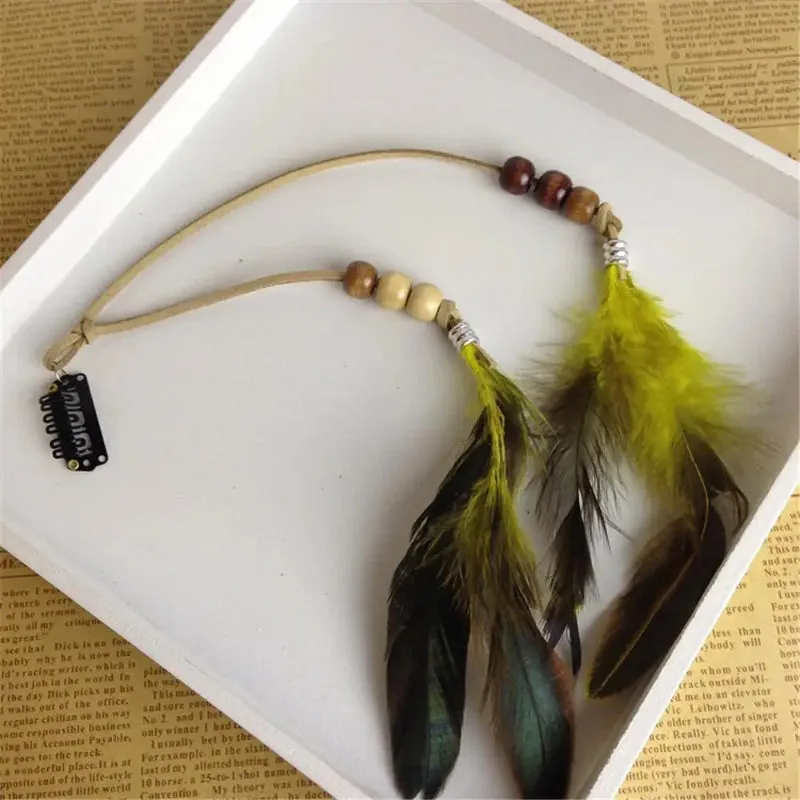 Handmade Gypsy Long Tassel Feather Bohemian Hairbands