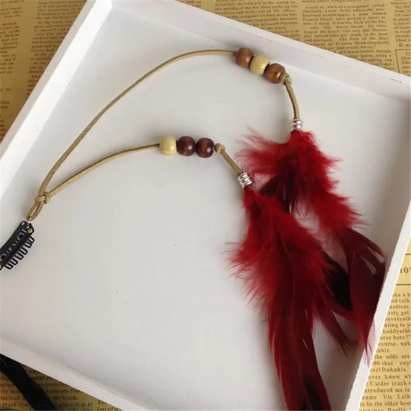 Handmade Gypsy Long Tassel Feather Bohemian Hairbands