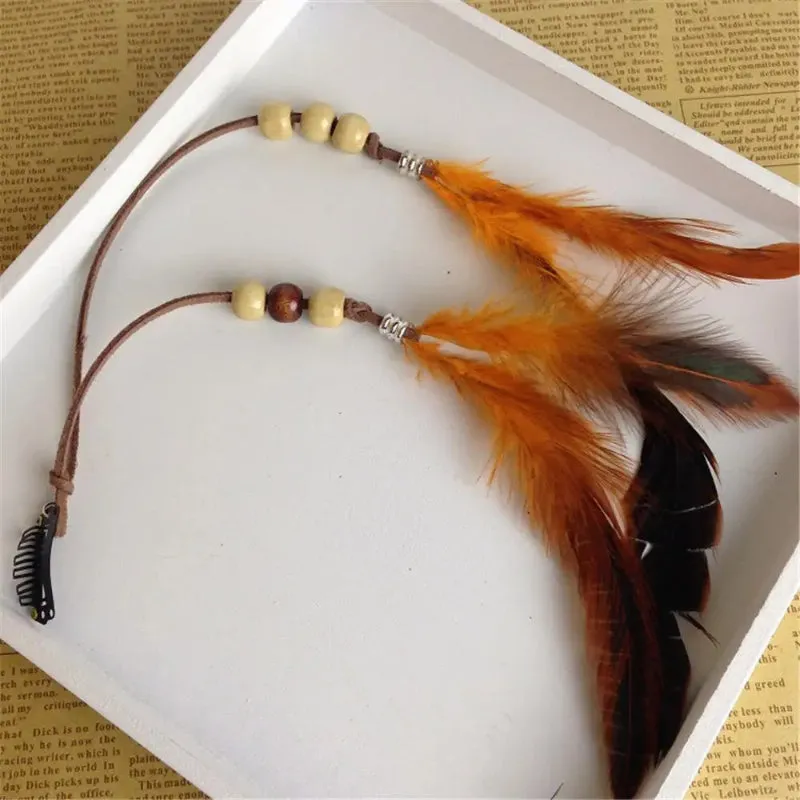 Handmade Gypsy Long Tassel Feather Bohemian Hairbands