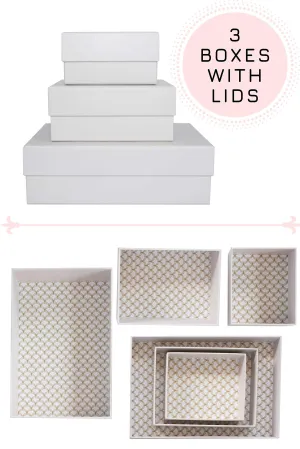 Happibox Hikidashi Box Set of 3 | Dresser Drawer Organizer for Clothes | Decorative Storage Box with Lid | Clothing Organizer | Desk Drawer Organizer | Organizing Bin | Memory Box | Cardboard  (Gray)