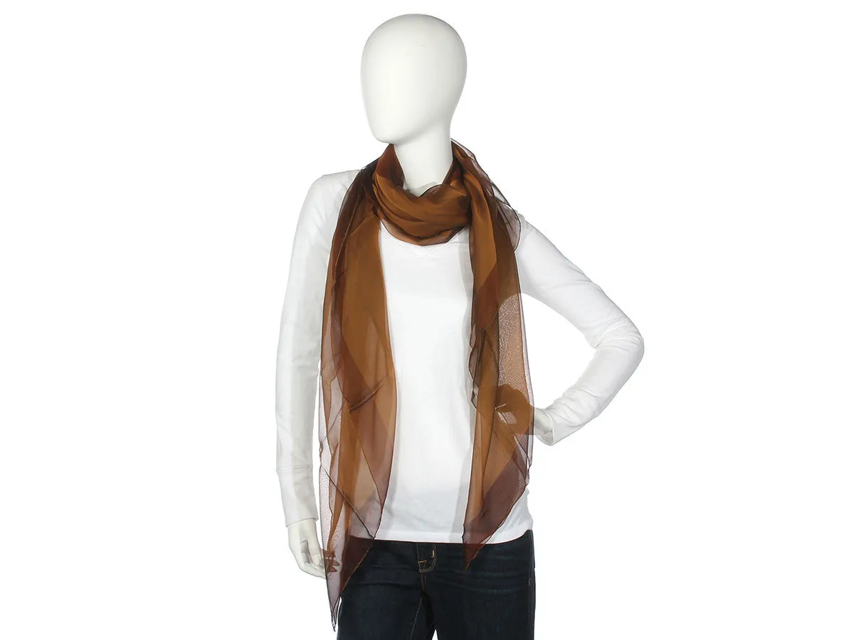Hermès Brown Chiffon Shawl