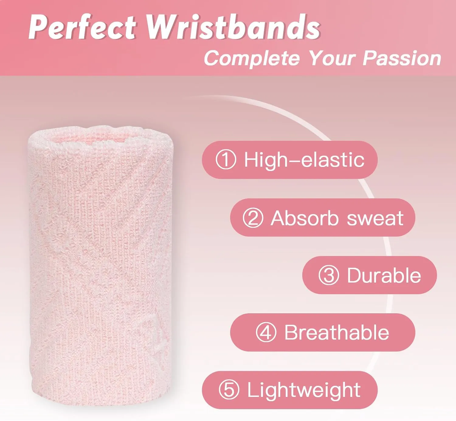 INDEEMAX Wrist Sweatbands for Women and Men 1 Pair, Cotton Absorbent Sports Wrist Bands for Tennis Basketball Volleyball Working Out